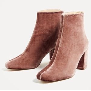 Zara crushed velvet booties